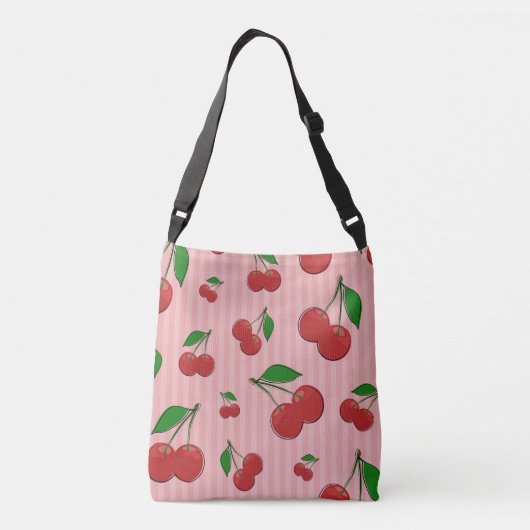 Kersen Illustratie Crossbody Tas (Achterkant)