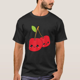 Kersen Kersen Leuke schattige Kawaii Glimlach T-shirt