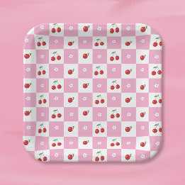 Kersen Kleine Bloemen Roze en Witte Papieren Bord
