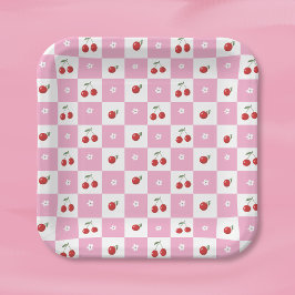 Kersen Kleine Bloemen Roze en Witte Papieren Bord