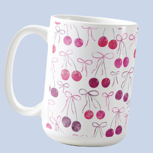 Kersen linten en bogen Waterverf Patroon Koffiemok