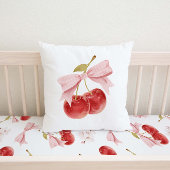 Kersen meisje kamer decor, roze Coquette Bow Cherr Kussen