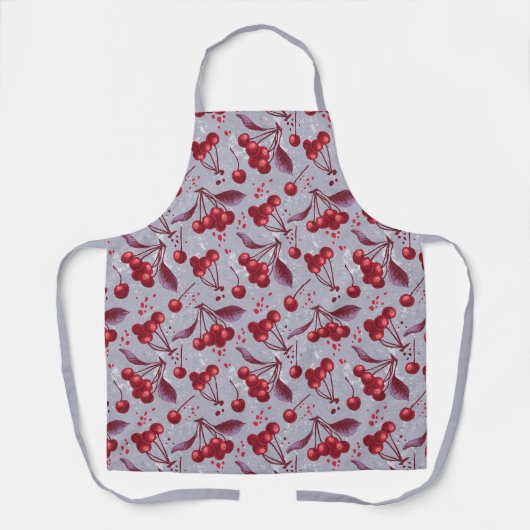 Kersen met blauwe achtergrond schort (Voorkant)