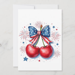 Kersen met Coquette Bow 4 juli Amerikaans Save The Date