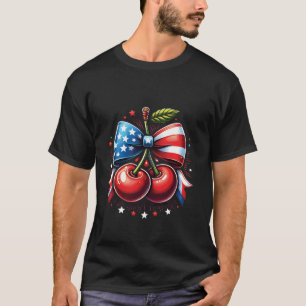 Kersen met Coquette Bow 4 juli Amerikaanse Pa T-shirt