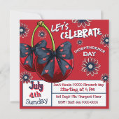 Kersen met Coquette Bows Rood Wit en Blauw Kaart (Voorkant)