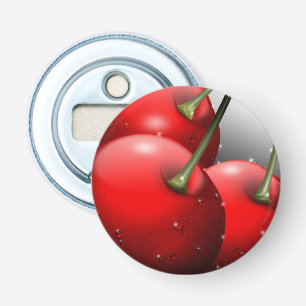 Kersen met dauwdruppels button flesopener