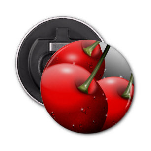 Kersen met dauwdruppels button flesopener