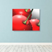 Kersen met dauwdruppels canvas afdruk (Insitu (Houten vloer))