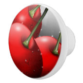 Kersen met dauwdruppels keramische knop (Rechts)
