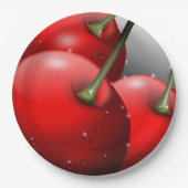 Kersen met dauwdruppels papieren bordje (Voorkant)