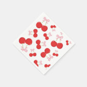 Kersen met Pink Bow Coquette Verjaardagsfeest Servet (Hoek)