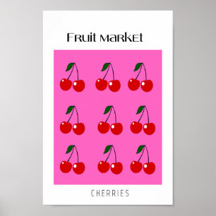 kersen op de fruitmarkt poster