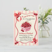 Kersen op de top Bow Baby shower Kaart (Staand voorkant)