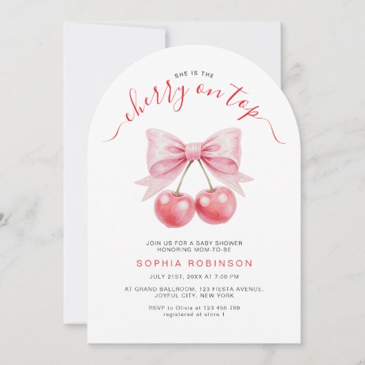 Kersen op de top Coquette Girl Baby shower Arch Kaart (Voorkant)