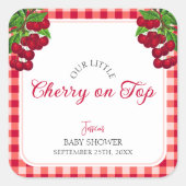 Kersen op de top Gingham Plaid Herfst Baby shower Vierkante Sticker (Voorkant)