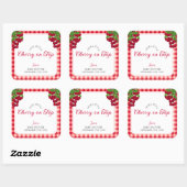 Kersen op de top Gingham Plaid Herfst Baby shower Vierkante Sticker (Vel)