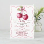 Kersen op de top Roze Bow Baby shower Kaart (Staand voorkant)