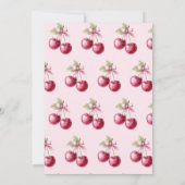 Kersen op de top Roze Bow Baby shower Kaart (Achterkant)