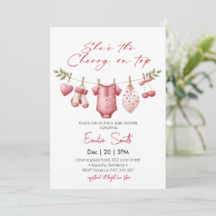 Kersen op de waslijn Baby Shower Kaart