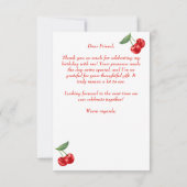 Kersen op het bovenste lint grillige verjaardagsfe bedankkaart (Achterkant)