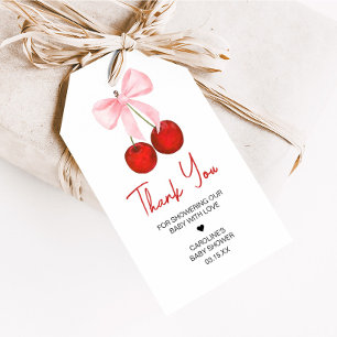 Kersen op Top Baby shower Favoriet Tags Cadeaulabel