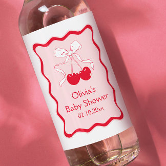 Kersen op top Baby shower minikampagne Wijn Etiket