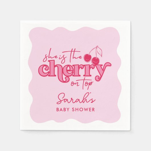 Kersen op Top Baby shower servetten (Voorkant)