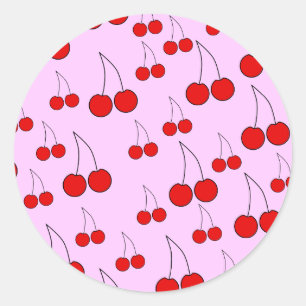 Kersen Patroon. Ronde Sticker