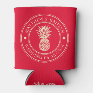 Kersen Plukken Roze Ananas Trouwrand & Naam Blikjeskoeler
