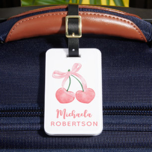 Kersen & Roze Bow Coquette Esthetisch Meisje Schat Bagagelabel