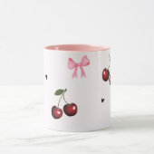 Kersen & Roze Strikken Patroon - Coquette Esthetie Mok (Midden)