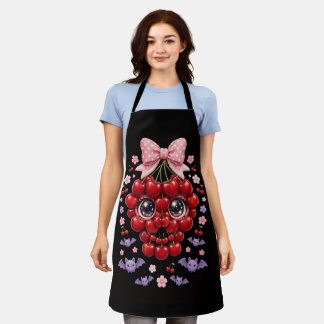 Kersen Schedel Boog Schort Kawaii Halloween Keuken