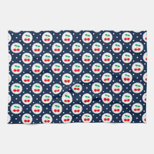 Kersen Stippenpatroon – Retro Fruit Cadeau & Decor Theedoek