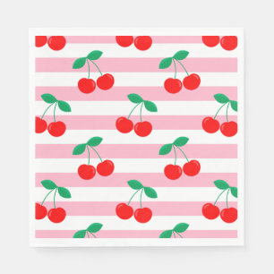 Kersen Streep Patroon – Retro Fruit Cadeau & Decor Servet