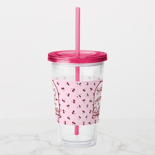 Kersen Thema Eerste Verjaardag Acryl Tumbler Acryl Drinkbeker (Rechts)