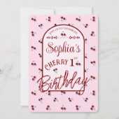 Kersen Thema Eerste Verjaardag Uitnodiging (Voorkant)