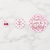 Kersen Thema Eerste Verjaardagstafel Confetti (Voorkanten)