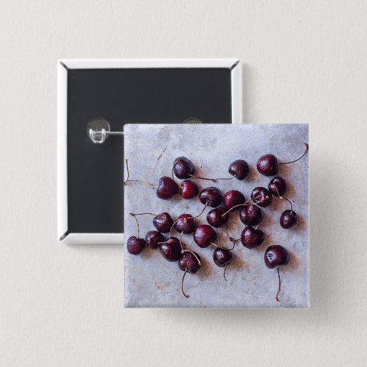 Kersen Vierkante Button 5,1 Cm (Voorkant /achterkant)
