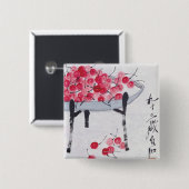 Kersen Vierkante Button 5,1 Cm (Voorkant /achterkant)