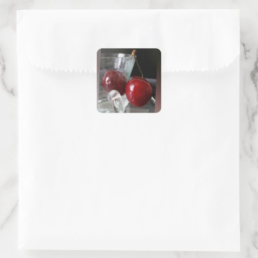 Kersen Vierkante Sticker (Tas)