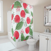 Kersenbessen , Waterverf naadloos. Douchegordijn (In situ)