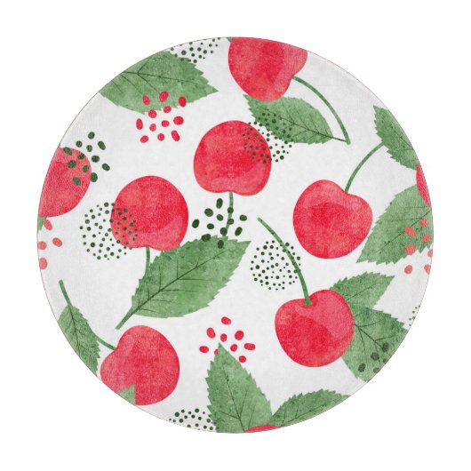 Kersenbessen , Waterverf naadloos. Snijplank (Voorkant)