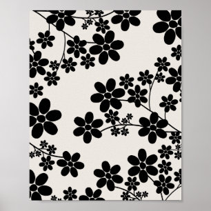 Kersenbloesem 12 beige en zwart poster