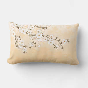 Kersenbloesem Beige Crème Aziatische Bloemen Kussen