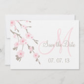 Kersenbloesem Bewaar de Datum Roze Taupe Kaart (Voorkant)