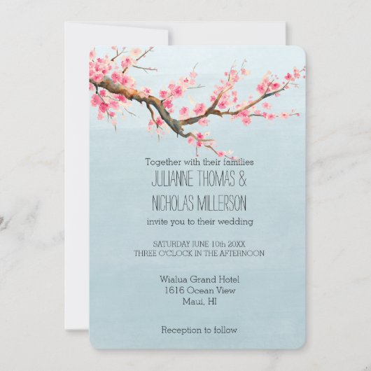 Kersenbloesem Bloemen Bruiloft Kaart (Voorkant)