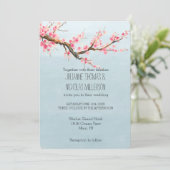 Kersenbloesem Bloemen Bruiloft Kaart (Staand voorkant)