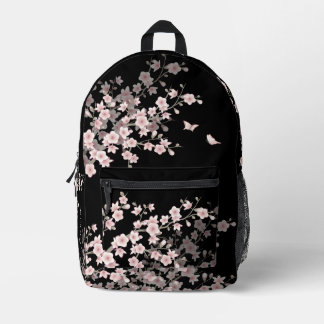 Kersenbloesem Blush Roze Zwart Bedrukte Rugzak