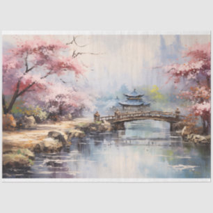 Kersenbloesem bomen Japanse Tuin Decoupage Tissuepapier